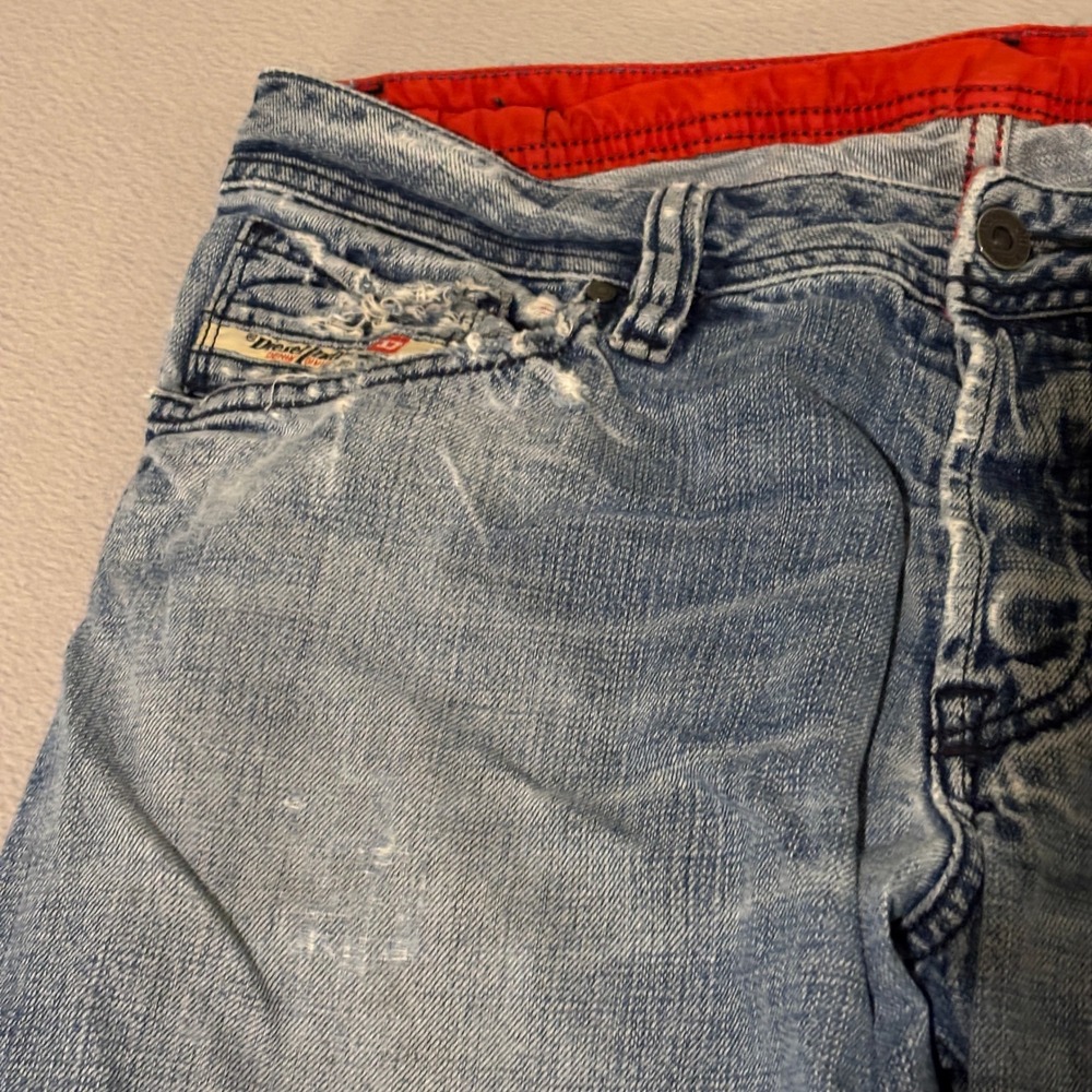 Diesel Zaf Womens Low Rise Flare Jeans 31x32 Distressed Light Wash Blue Y2K - Picture 4 of 12